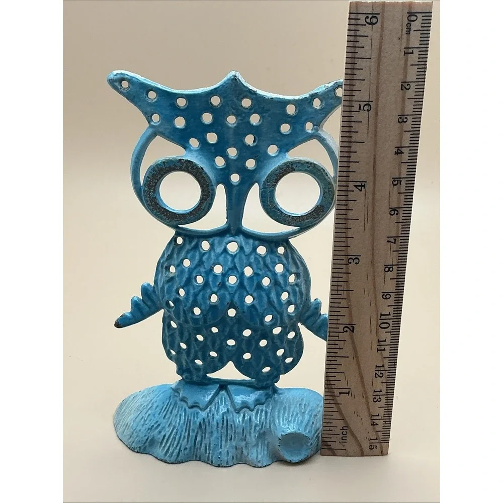 Vintage Distressed Decorative Turquoise Owl Figurine‎